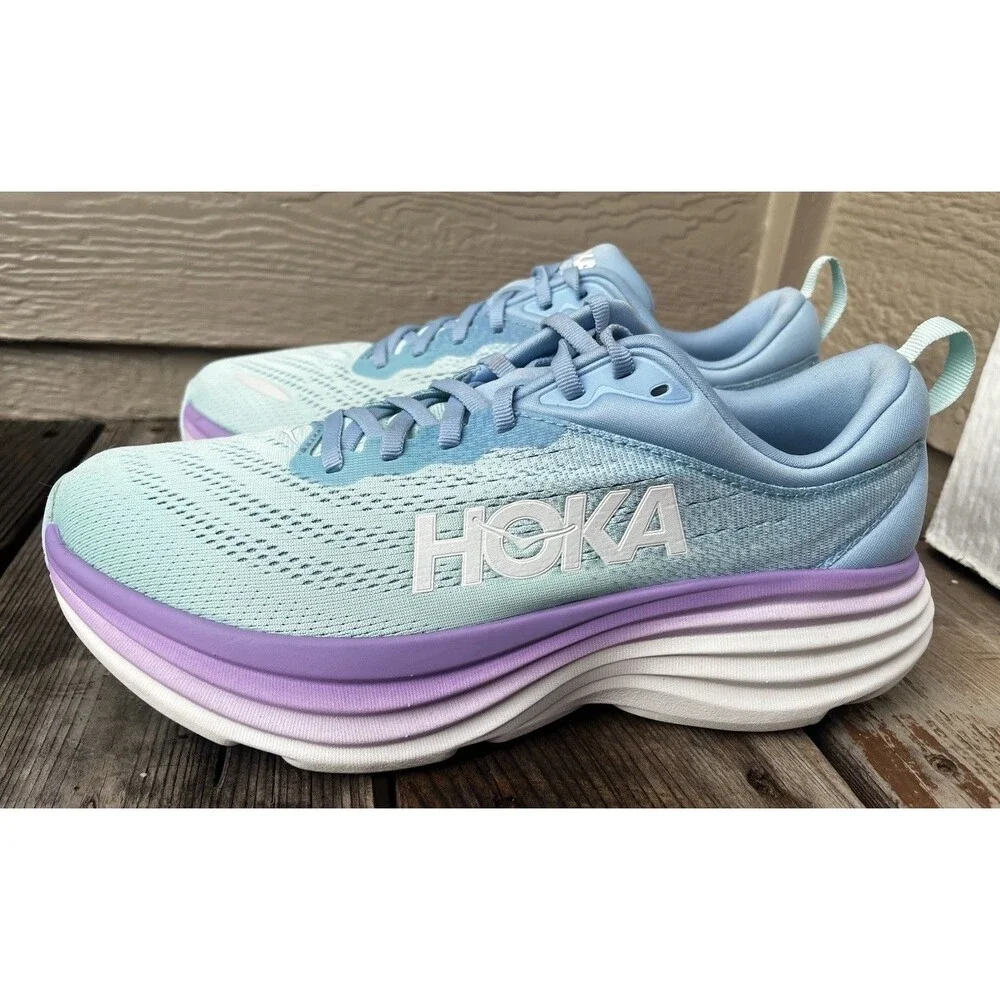 Hoka One One Bondi 8 Women’s 9.5B Running Shoes Airy Blue/Sunlit Ocean